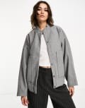[Noisy May] Noisy May brushed bomber jacket in light grey L Light Grey Melange
