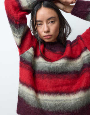 Noisy May Brushed Knit Sweater In Red