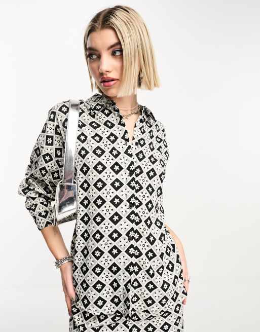 Noisy May button up shirt in 70s floral (part of a set)