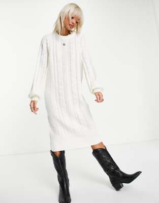 midi cable knit dress