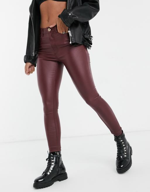 Callie Faux Leather Jacket Burgundy