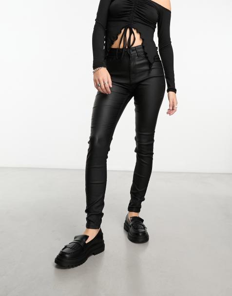 Black Coated Skinny Jeggings F09007