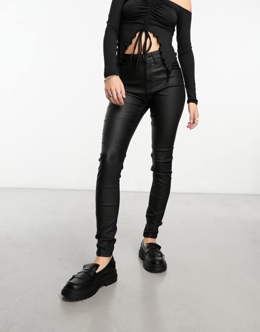 High-Rise Coated Skinny Pants