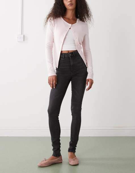 Noisy May Callie high waist skinny jean in washed black