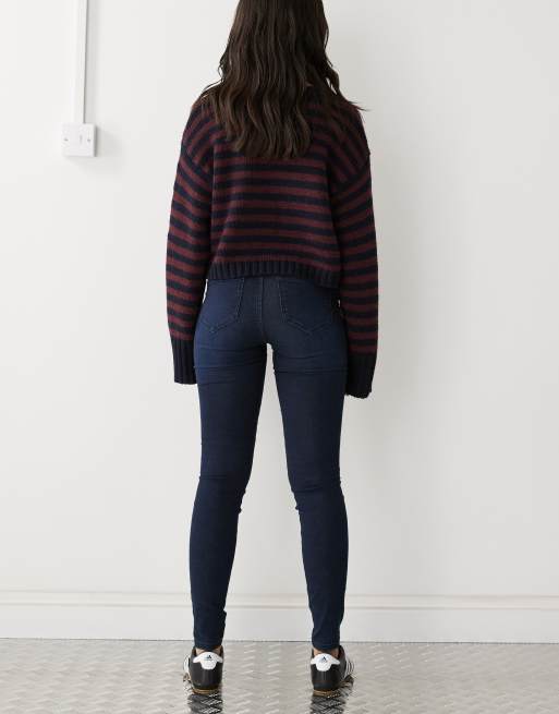 Noisy May Callie high rise skinny jeans in dark blue, 2 of 5