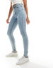 Noisy May Callie high waist skinny jeans in light blue acid