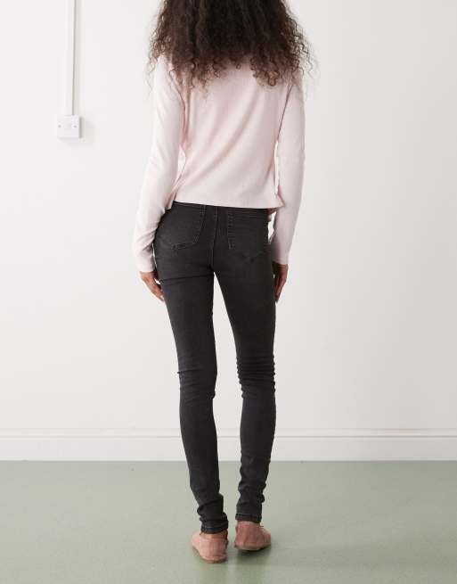 Noisy May Callie high waist skinny jeans in washed black, 2 of 5