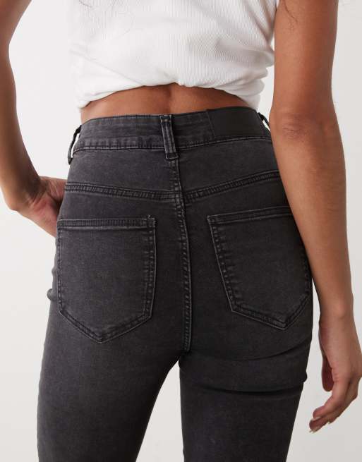 Noisy May Callie high waist skinny jeans in washed black, 4 of 5