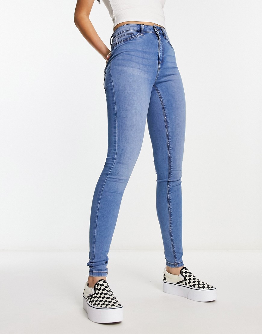 Noisy May Callie high waisted skinny jeans in light blue
