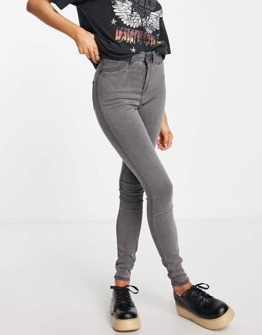 Grey high waisted skinny hot sale jeans