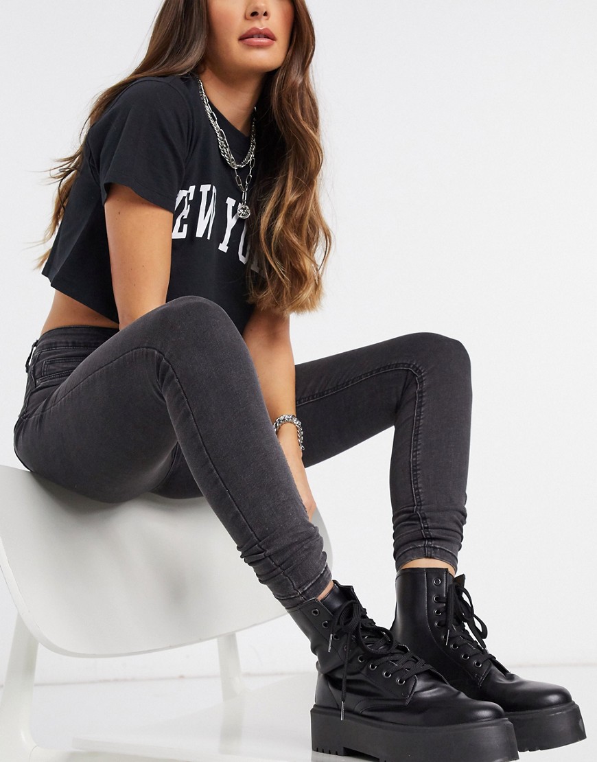 Noisy May - Callie - Skinny jeans met hoge taille in grijs