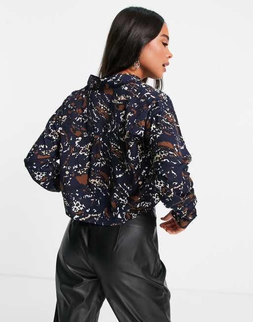Noisy May - Camicia corta blu navy con stampa grafica, 3 di 4