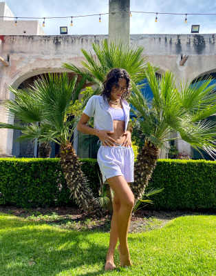 Camicia corta da mare in spugna lilla in coordinato-Viola - Noisy May Camicia donna  - immagine1