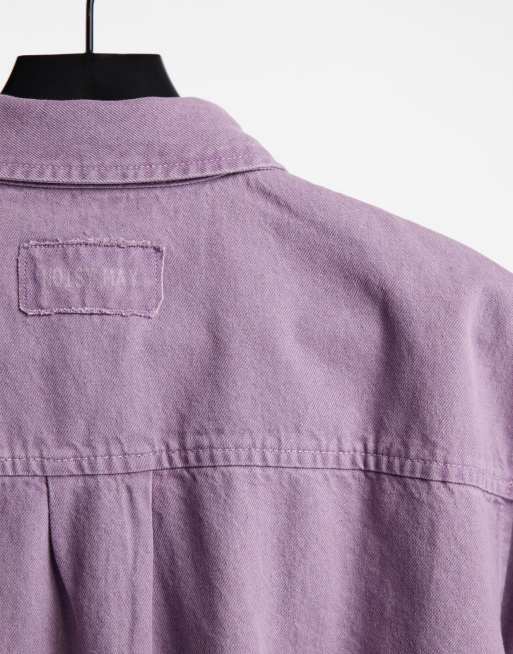 Noisy May - Camicia di jeans oversize viola pallido, 4 di 4