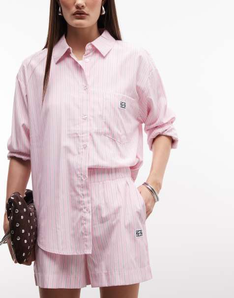 Noisy May - Camicia oversize rosa e bianca a righe in coordinato - view 1