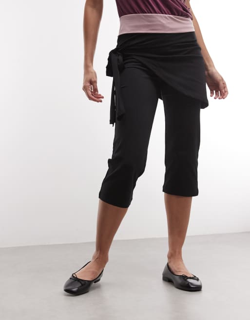 Noisy May capribyxor med scarfdetalj i svart, 3 av 5