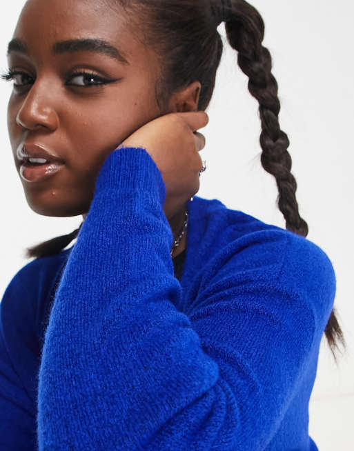 Noisy May - Cardigan lungo in maglia di misto lana blu reale, 4 di 4
