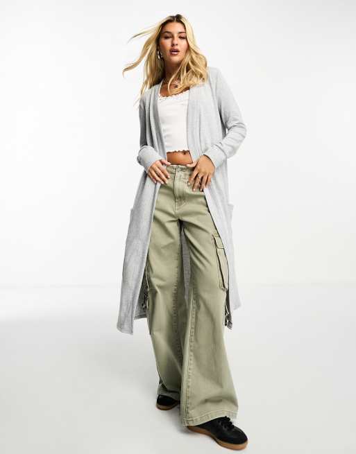 Noisy May - Cardigan lungo leggero grigio, 2 di 4