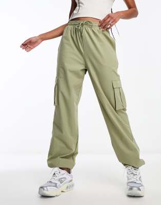 Shop Noisy May Cargo Pants With Pocket Details In Sage-green