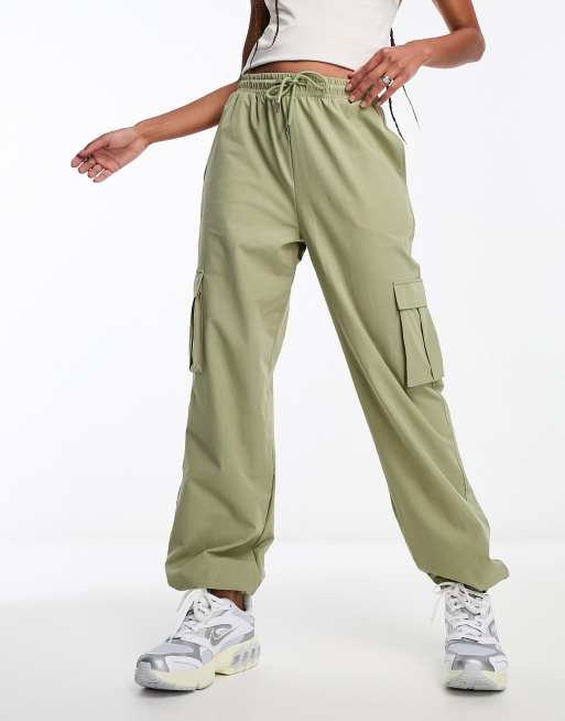 Noisy May cargo pants with pocket details in sage