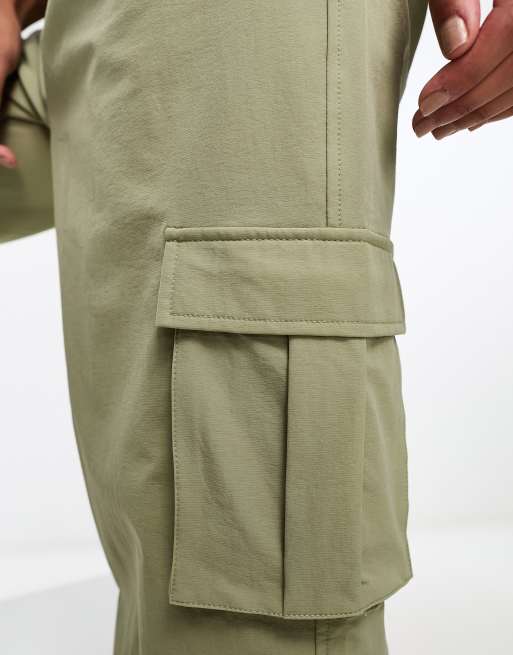 Noisy May cargo trousers with pocket details in sage