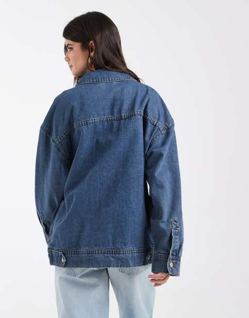 Noisy May - chaqueta vaquera extragrande en azul vintage, 4 de 4