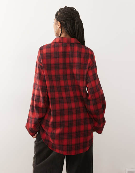 Noisy May - Chemise oversize à carreaux - Rouge, 3 de 4
