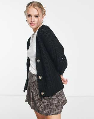 Noisy May chunky knit cardigan in black