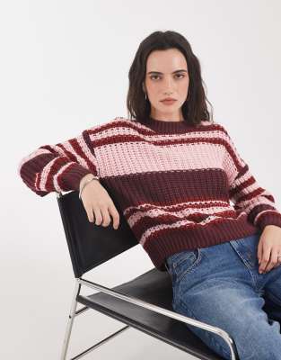 Noisy May Chunky Open Knit Sweater In Multi