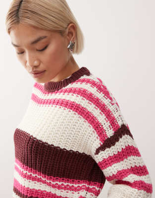 Noisy May Chunky Open Knit Sweater In Red