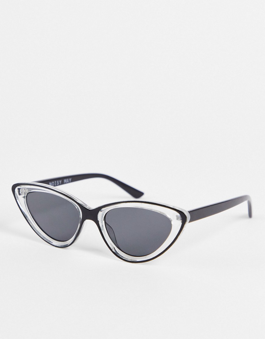 Noisy May clear cateye sunglasses in black-Gray
