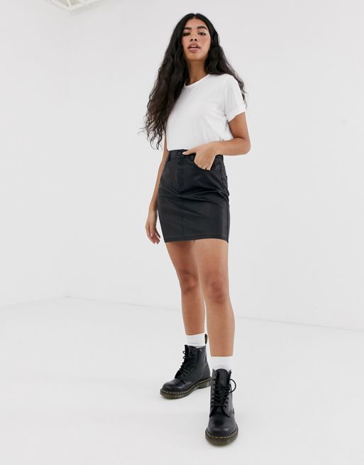 Noisy May coated a line mini skirt in black | ASOS