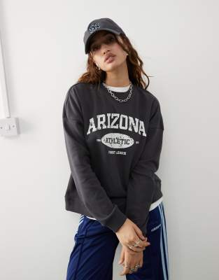 Noisy May - College-Sweatshirt in Anthrazit-Grau