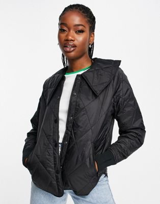 Noisy May collina quilted shacket with collar in black - ASOS Price Checker