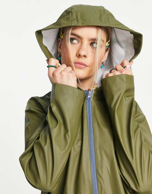 Olive raincoat on sale