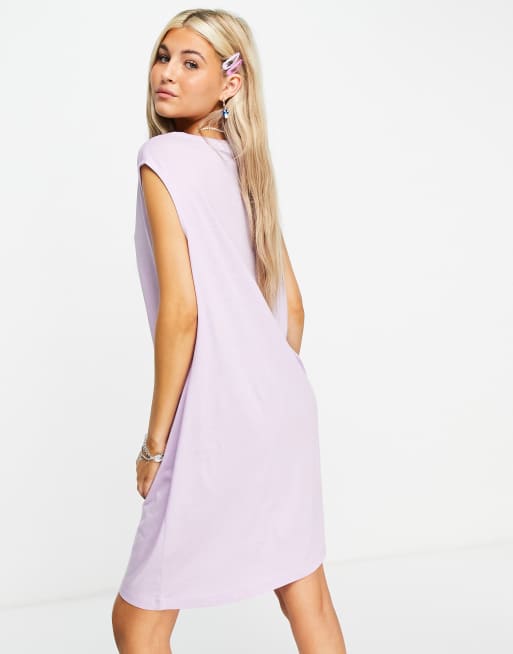 Noisy May cotton blend sleeveless T-shirt dress in lilac - PURPLE