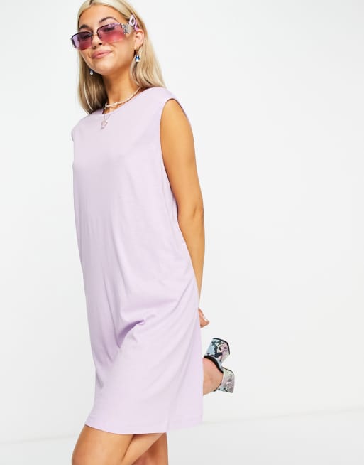 Noisy May cotton blend sleeveless T-shirt dress in lilac - PURPLE