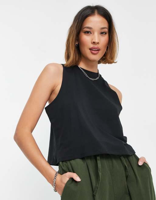 ASOS Sleeveless Crop Top With High Neck in Black