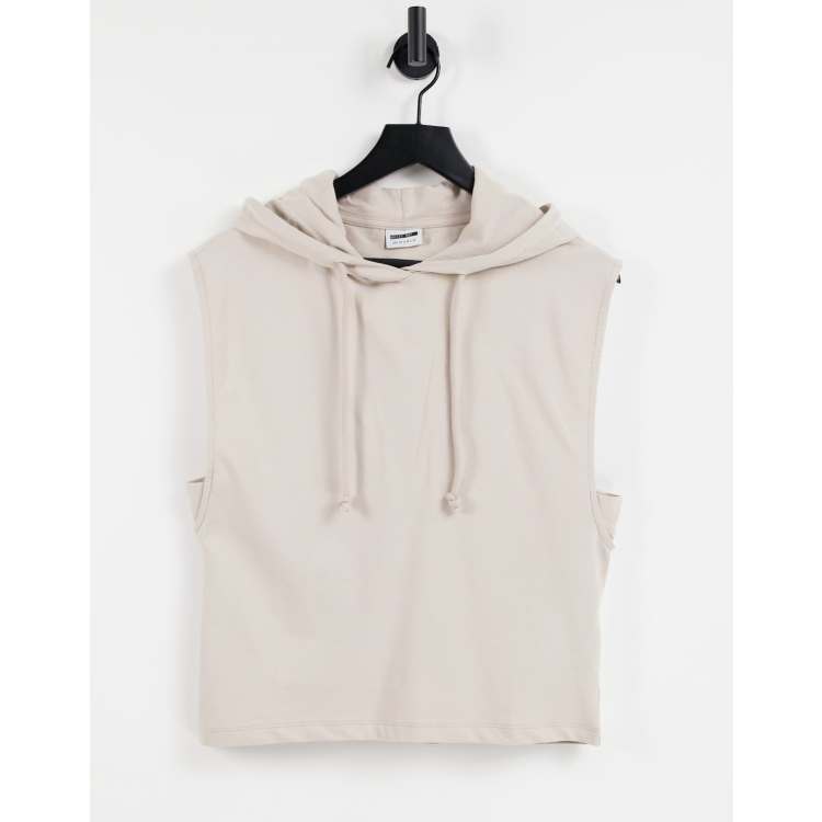 Noisy May cotton sleeveless hoodie in stone ASOS