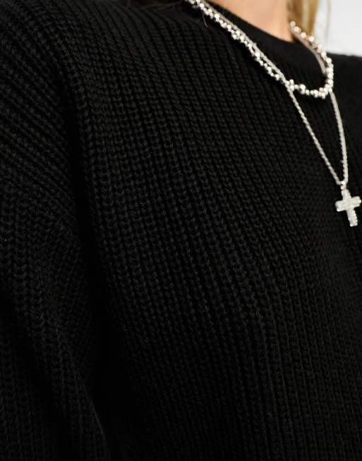 Noisy May crew neck jumper in black, 3 of 4