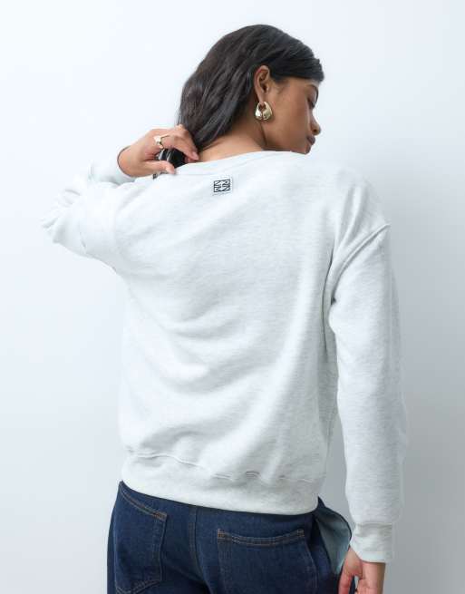 Noisy May crew neck sweatshirt in light grey, 2 of 4