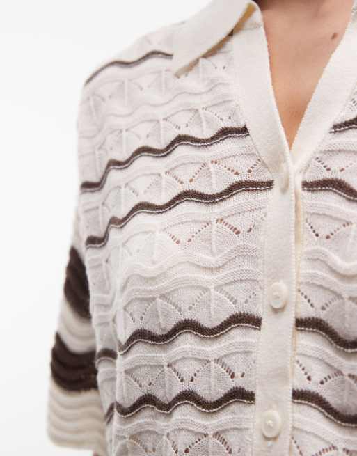 Noisy May crochet polo in beige & brown - part of a set, 3 of 4