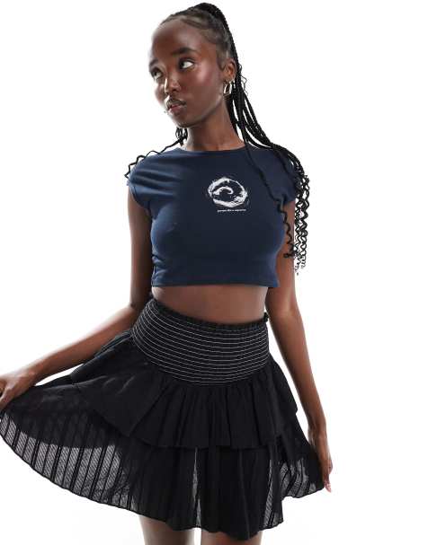 Noisy May - Cropped baby T-shirt met sterrenbeeld in marineblauw - view 1