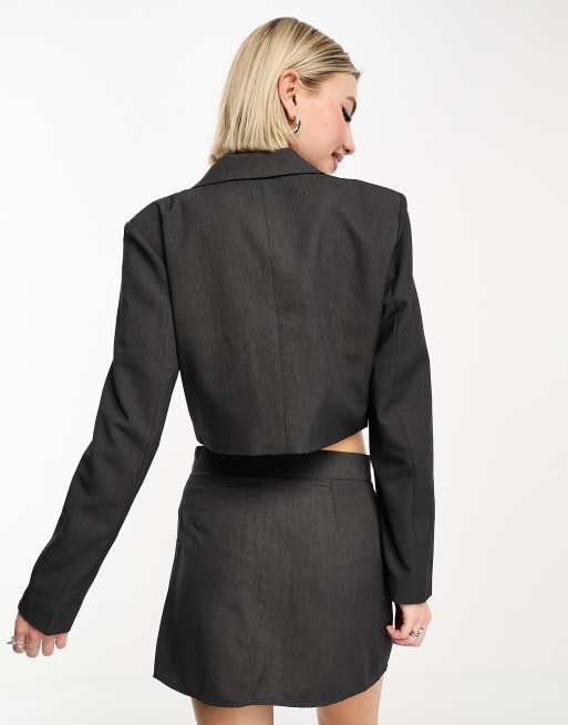 Noisy May - Cropped blazer i grå - Del af sæt, 4 af 4