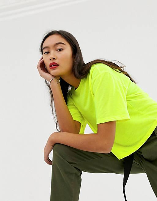 Noisy May cropped boxy tee in neon