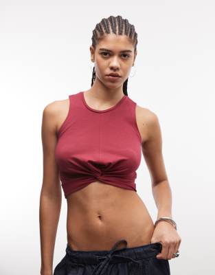 Noisy May - Cropped-Oberteil in Rot mit verdrehter Vorderseite