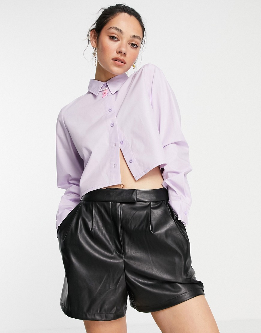 Noisy May - Cropped T-shirt in lila-Paars