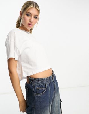 Noisy May cropped t-shirt in white