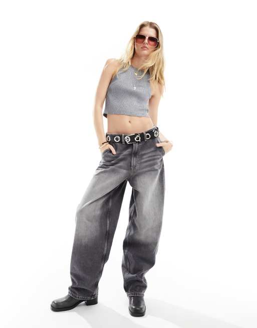 Noisy May cropped tank top in washed grey, 2 of 4