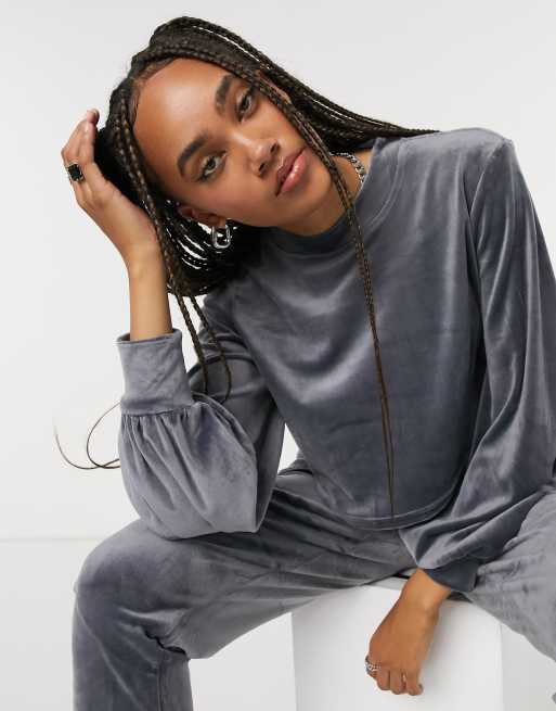 Noisy May velvet co-ord in grey, 2 of 2